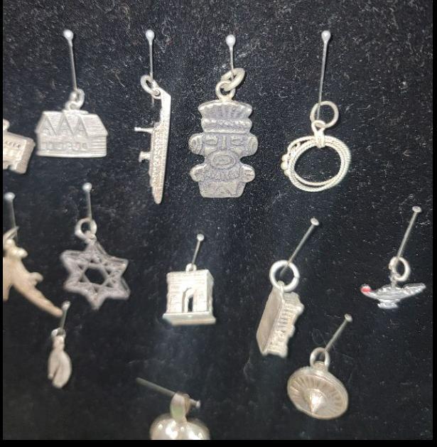 Sterling Silver Pins charms from around the world, Italian rosary, etc.