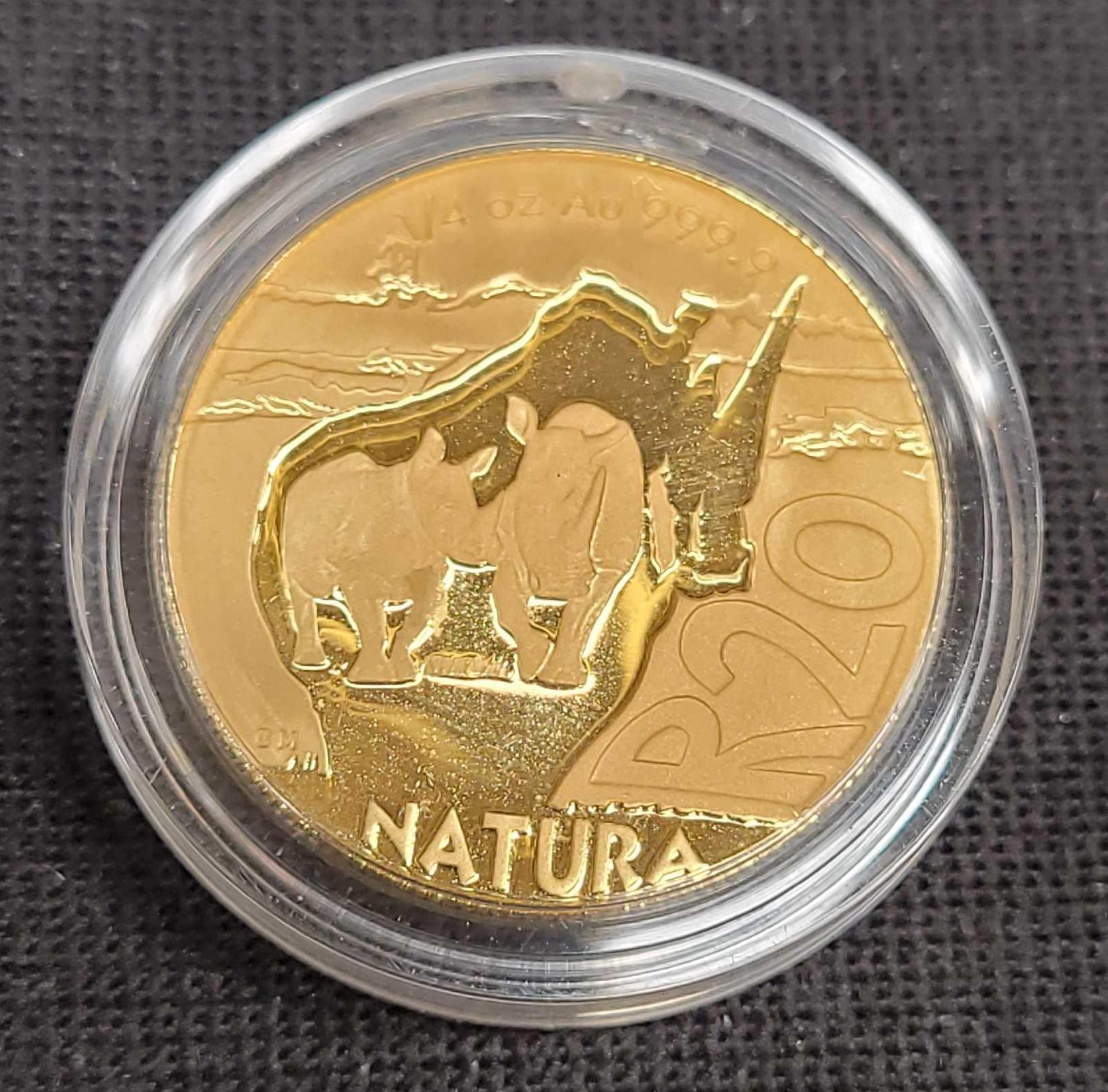 Special Edition Natura Series 24kt gold coins and Silver Rhino sculpture