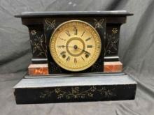 Antique Ansonia Black Iron Case Mantle Clock 1882