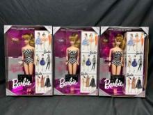 3 1993 Barbie Dolls 35th Anniversary 1959 Reproduction Blonde Swimsuit Mattel 11590