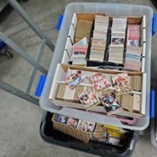 2 Large bins of 1970s-90s Baseball/Basketball/Football cards