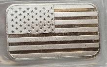 1Troy Oz .999 Fine Silver American Flag United We Stand Silver Bar