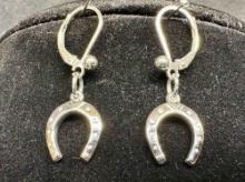 Sterling Horseshoe Earrings w/ Sterling Leverback Tops