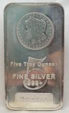 5 Troy Oz .999 Fine Silver Morgan Silver Bar