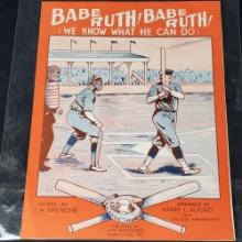 1928 Babe Ruth sheet music book with song Babe Ruth We Konw What He Can Do