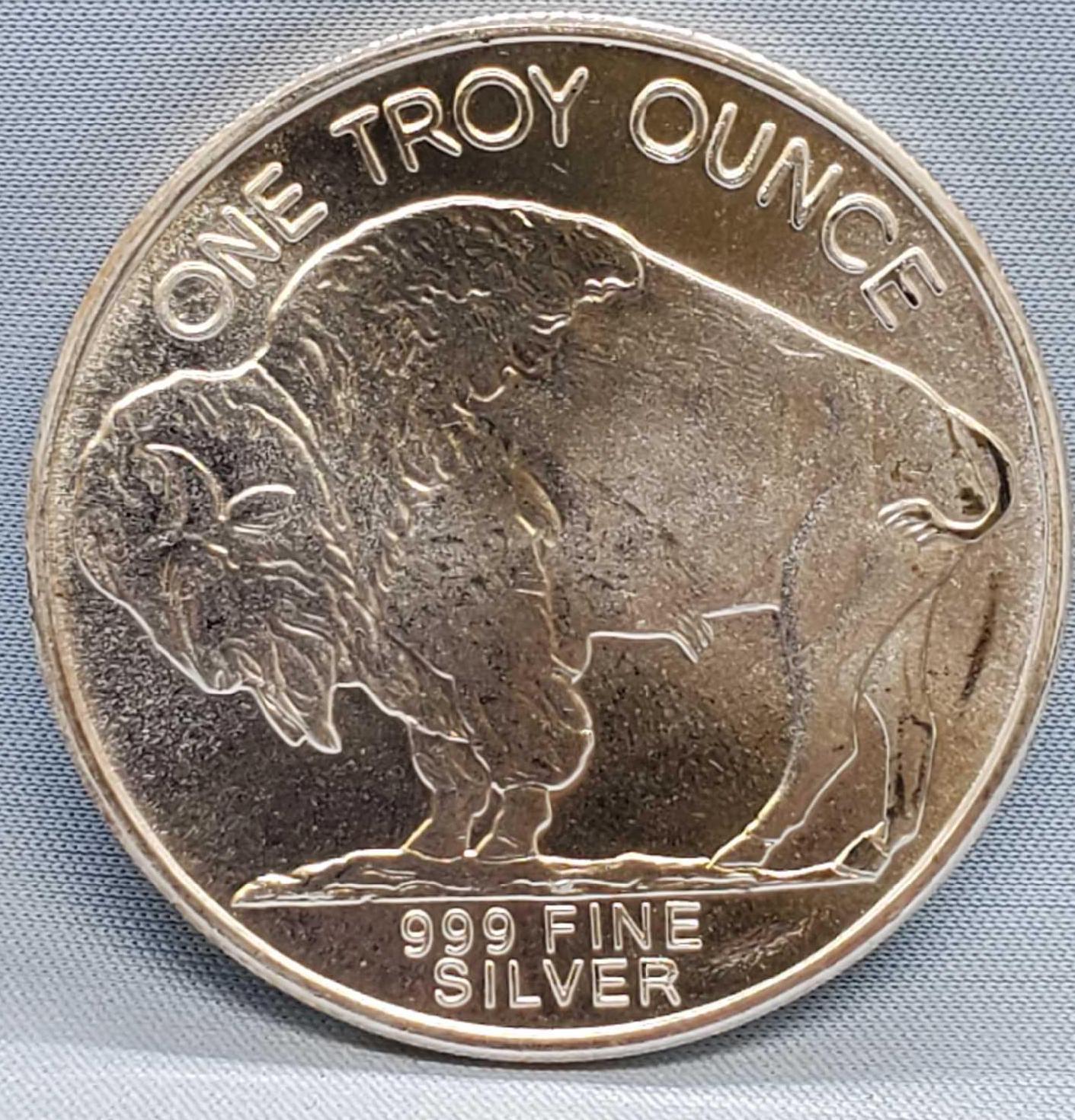 1 Troy Oz .999 Fine Silver Indian Head Buffalo Round Coin