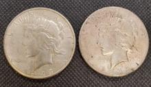 (2) 1923 Silver Peace Dollars 90% Silver Coins