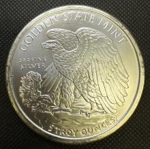 Golden State Mint 5 Troy Oz .999 Fine Silver American Eagle Walking Liberty Round Bullion