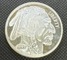 SMI 1 Troy Oz .999 Fine Silver Indian Buffalo Round Coin