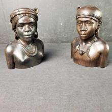 2 Wooden Hand Carved bookends