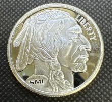 SMI 1 Troy Oz .999 Fine Silver Buffalo Indian Head Round Bullion Coin