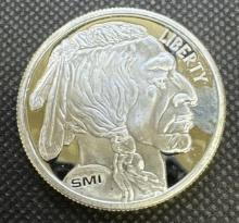 SMI 1 Troy Oz .999 Fine Silver Indian Head Buffalo Round Bullion Coin