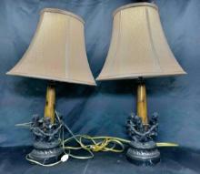 Pair of Unique Sarreid Pan Nymphs Lamps