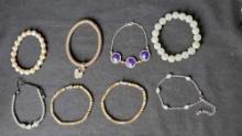 Lot of 8 costume jewelry bracelets