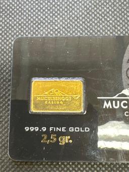 Muckleshoot Casion 2.5 Gram 999.9 Fine Gold Bar