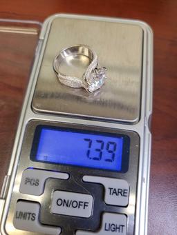 925 Silver Ring With Set Moissanite Diamond And GRA Report 7.39 Grams