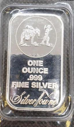 1 Troy Oz .999 Fine Silver Towne Bar