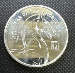 2014 Year Of The Horse 1 Troy Oz .999 Fine Silver Bullion Coin