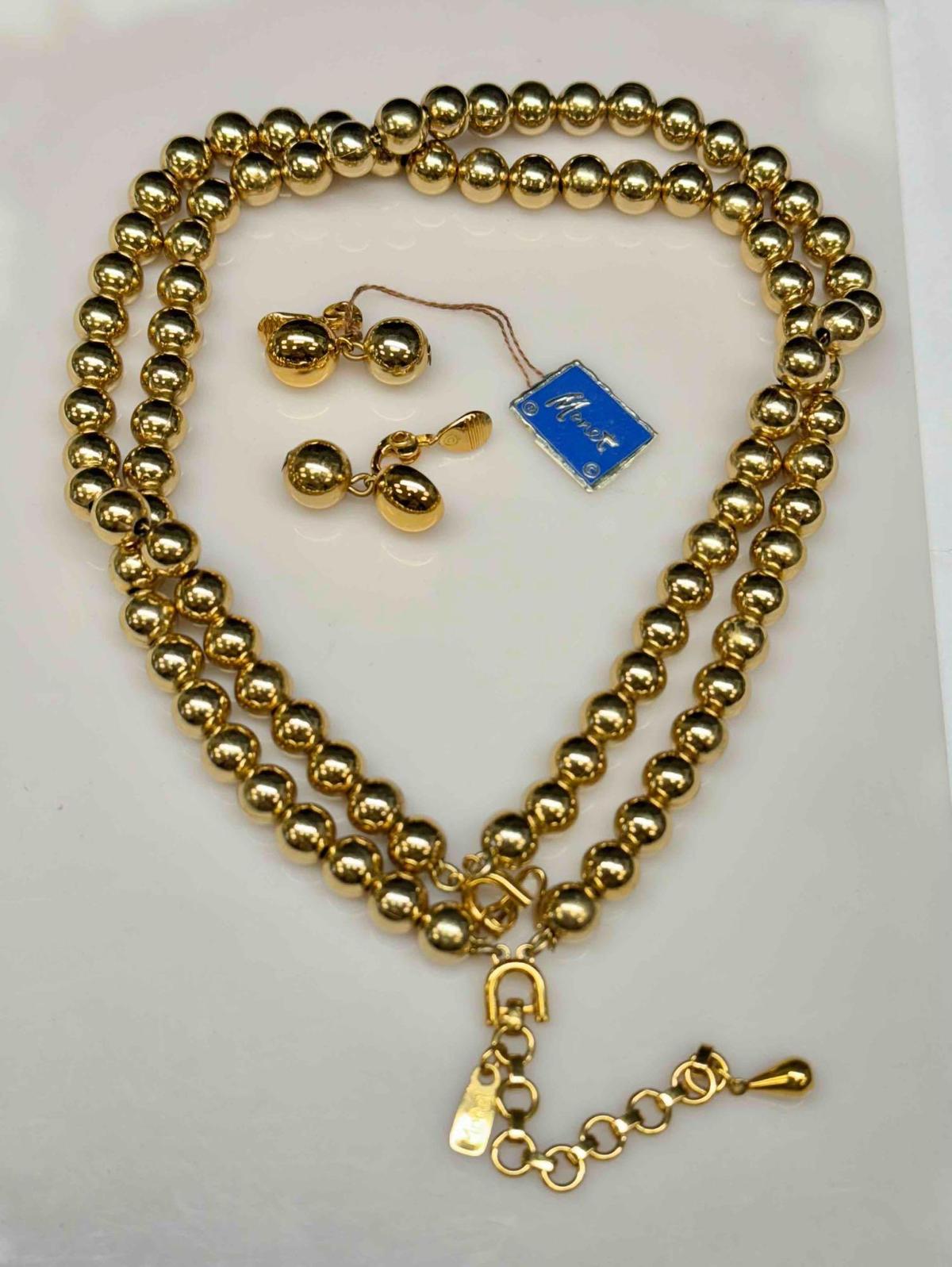 Vintage Monet Designer Necklace and Earrings Set