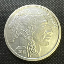 2015 1 Troy Oz .999 Fine Silver Buffalo Indian Head Round Bullion Coin