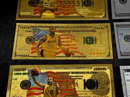 8 99.9 24k Gold Plated Kobe Bryant Banknote Bills