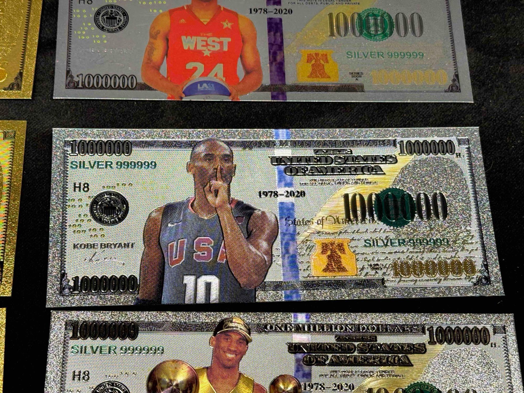 8 99.9 24k Gold Plated Kobe Bryant Banknote Bills