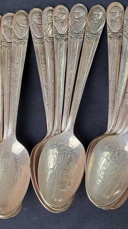 Lot of approx 34 Wm Rodgers MFG.CO presidential souvenir silverplate spoons