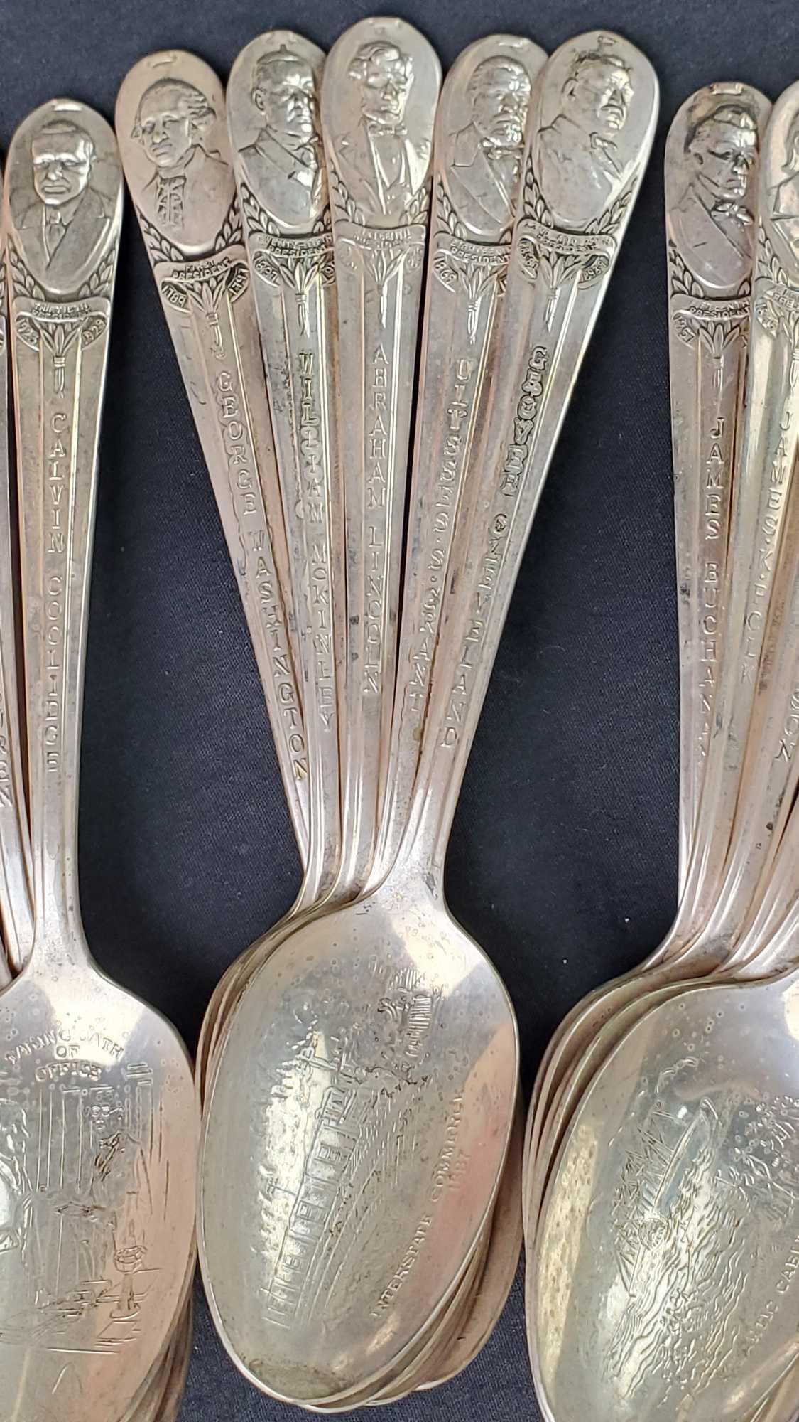 Lot of approx 34 Wm Rodgers MFG.CO presidential souvenir silverplate spoons