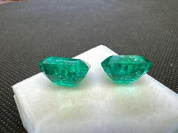 A Nice Pair Of Emerald Cut Green Spinel Gemstones Beautiful Pair 21.50ct