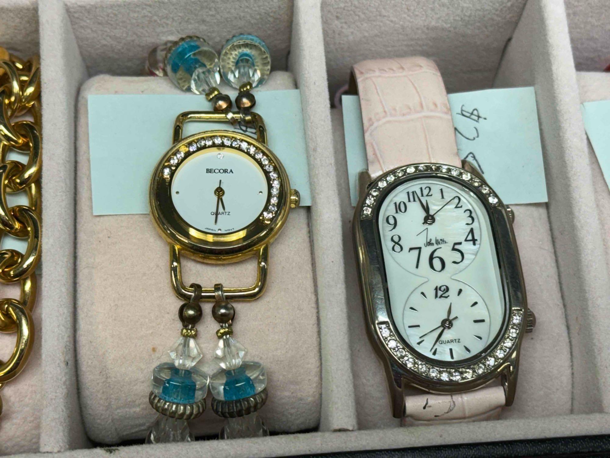 Huge Lot Fancy Watches Display Case Betty Boop Laura Ashley, Invicta more