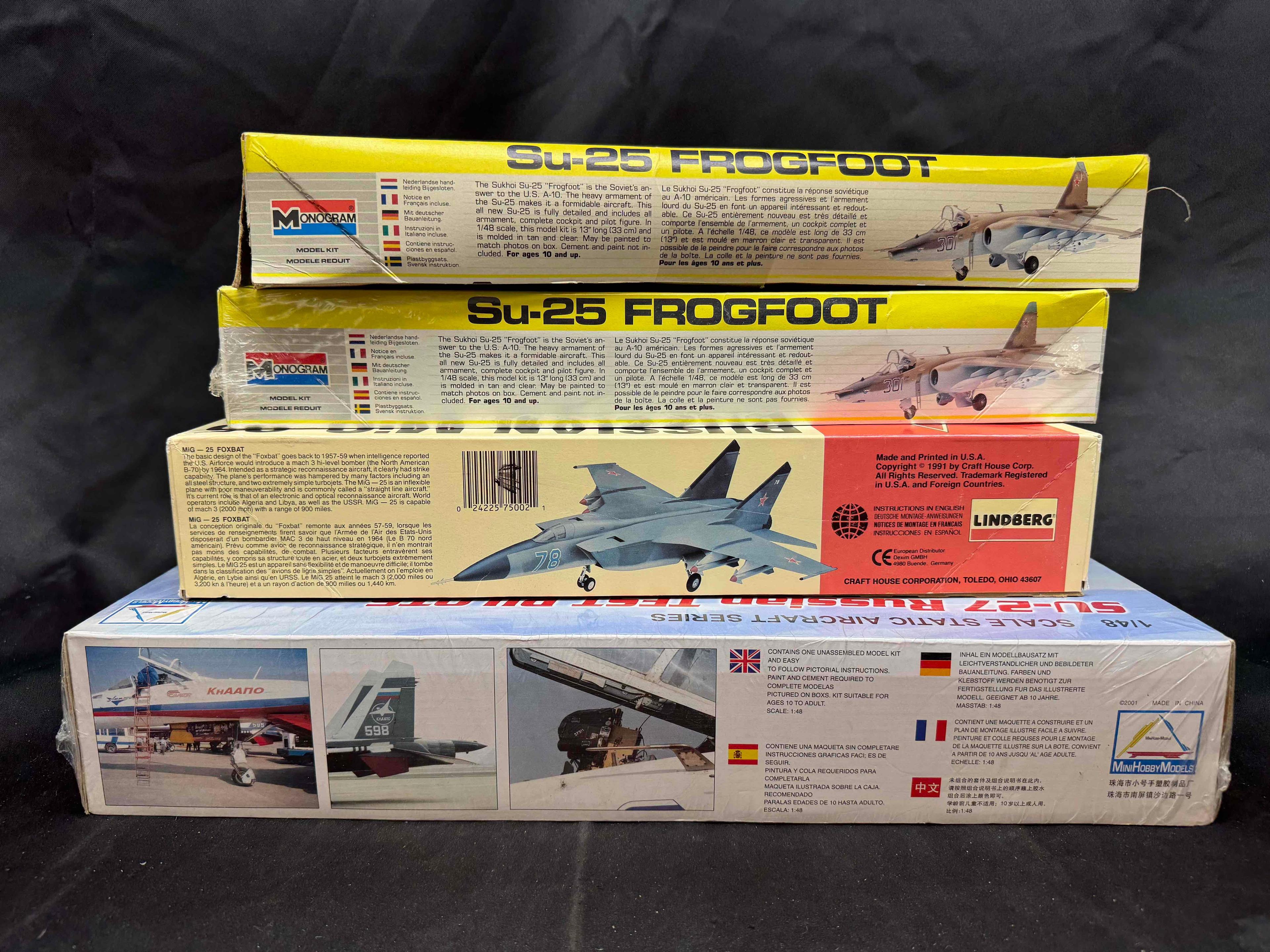 Russian Aircraft 1:48 model Kits Lindberg Monogram Frogfoot Foxbat more