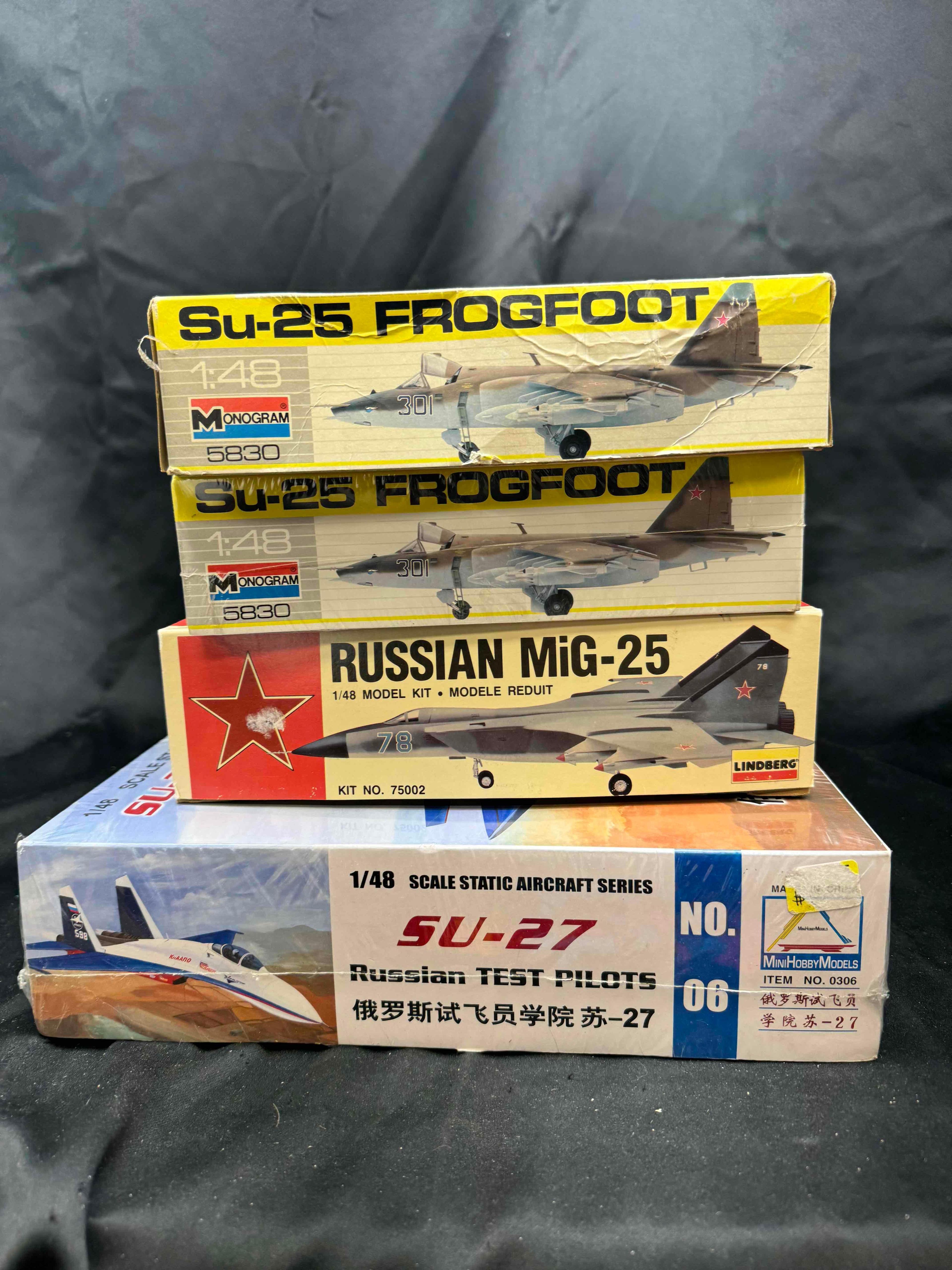 Russian Aircraft 1:48 model Kits Lindberg Monogram Frogfoot Foxbat more