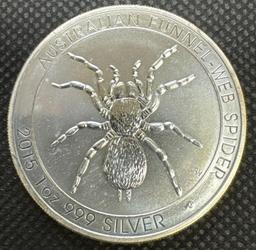 2015 Australian Funnel Web Spider 1 Troy Oz .999 Fine Silver $1 Round Bullion Coin