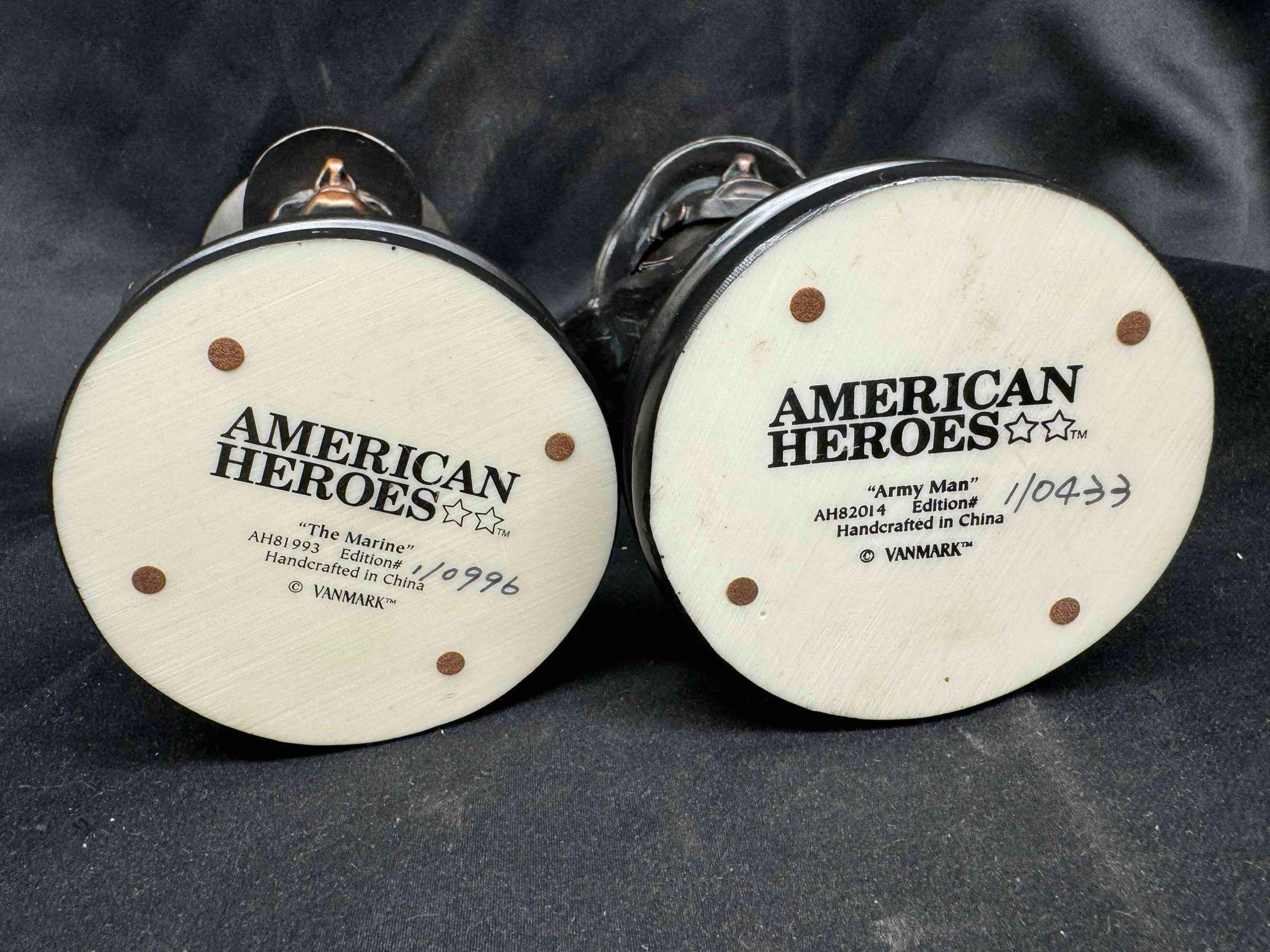 Pair of Vanmark American Heroes Busts The Marine Army Man 1st No.1 Limited Ed