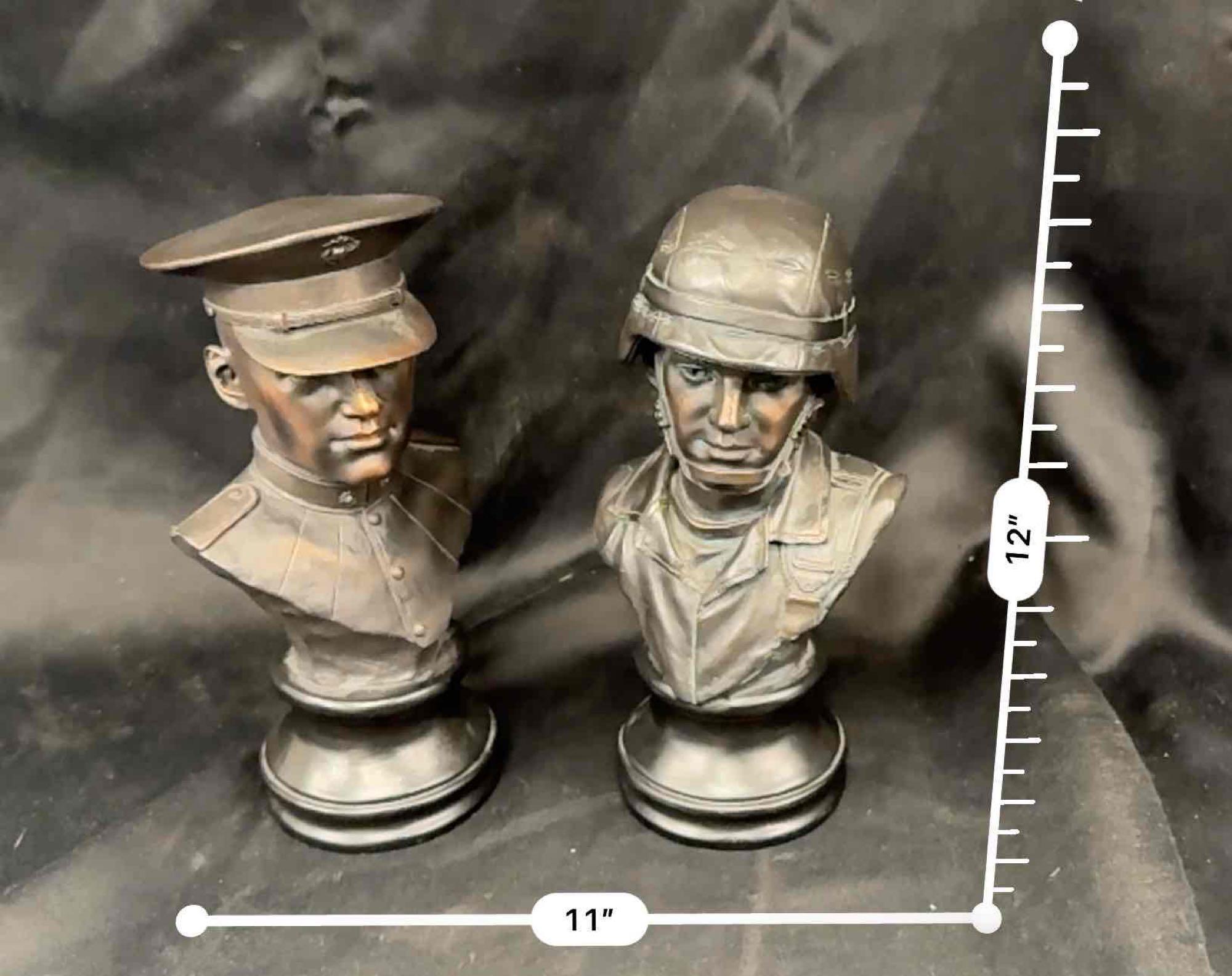 Pair of Vanmark American Heroes Busts The Marine Army Man 1st No.1 Limited Ed