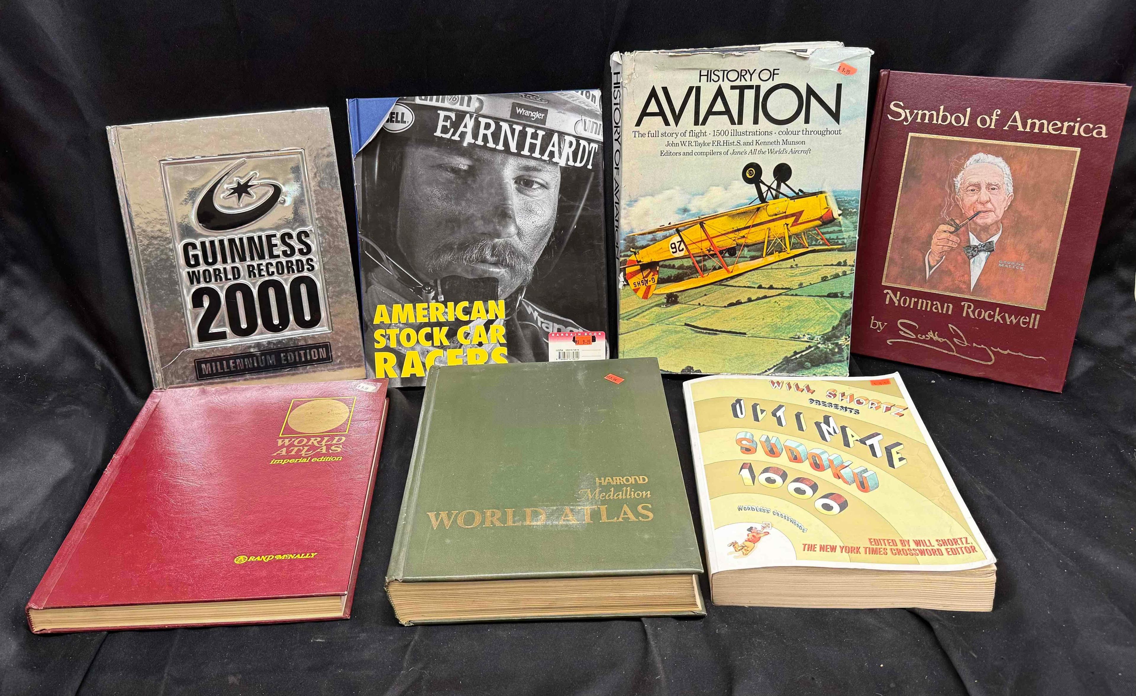 Large Books Norman Rockwell, Earnhardt, History of Aviation, Guinness more