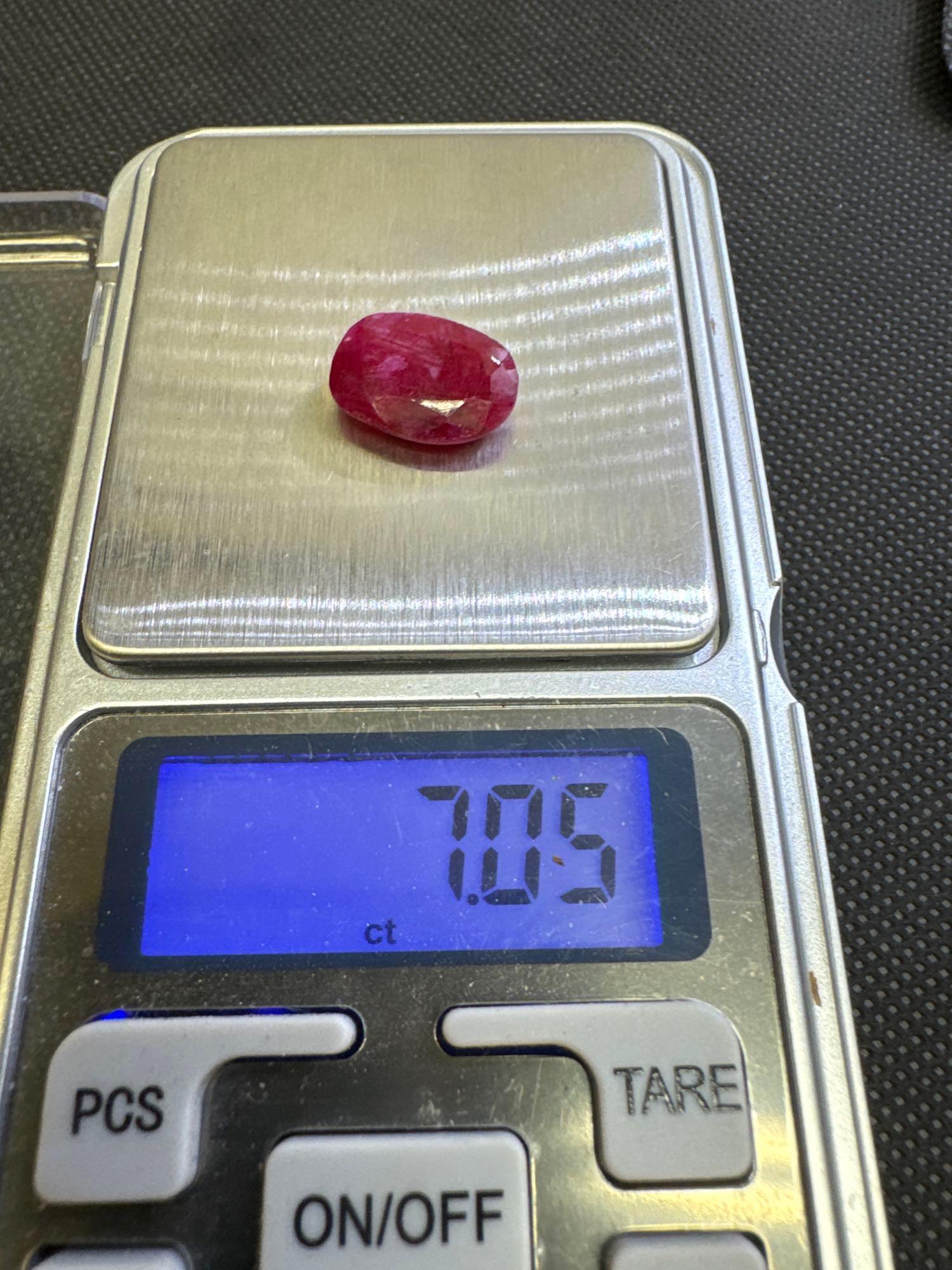 Oval Cut Red Ruby Gemstone 7.05ct