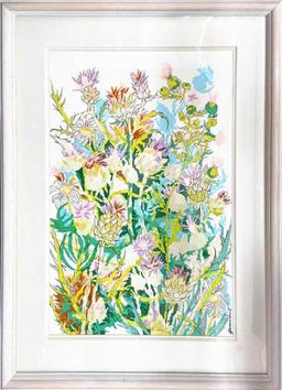 Framed Art THISTLES by Genevieve Taunis Wexler 30x42