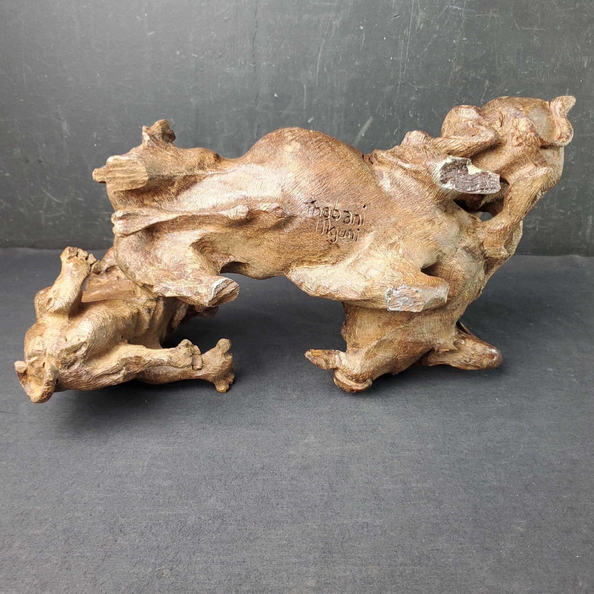 Heavy Bull handmade sculpture/statue signed Thabani Mgunis