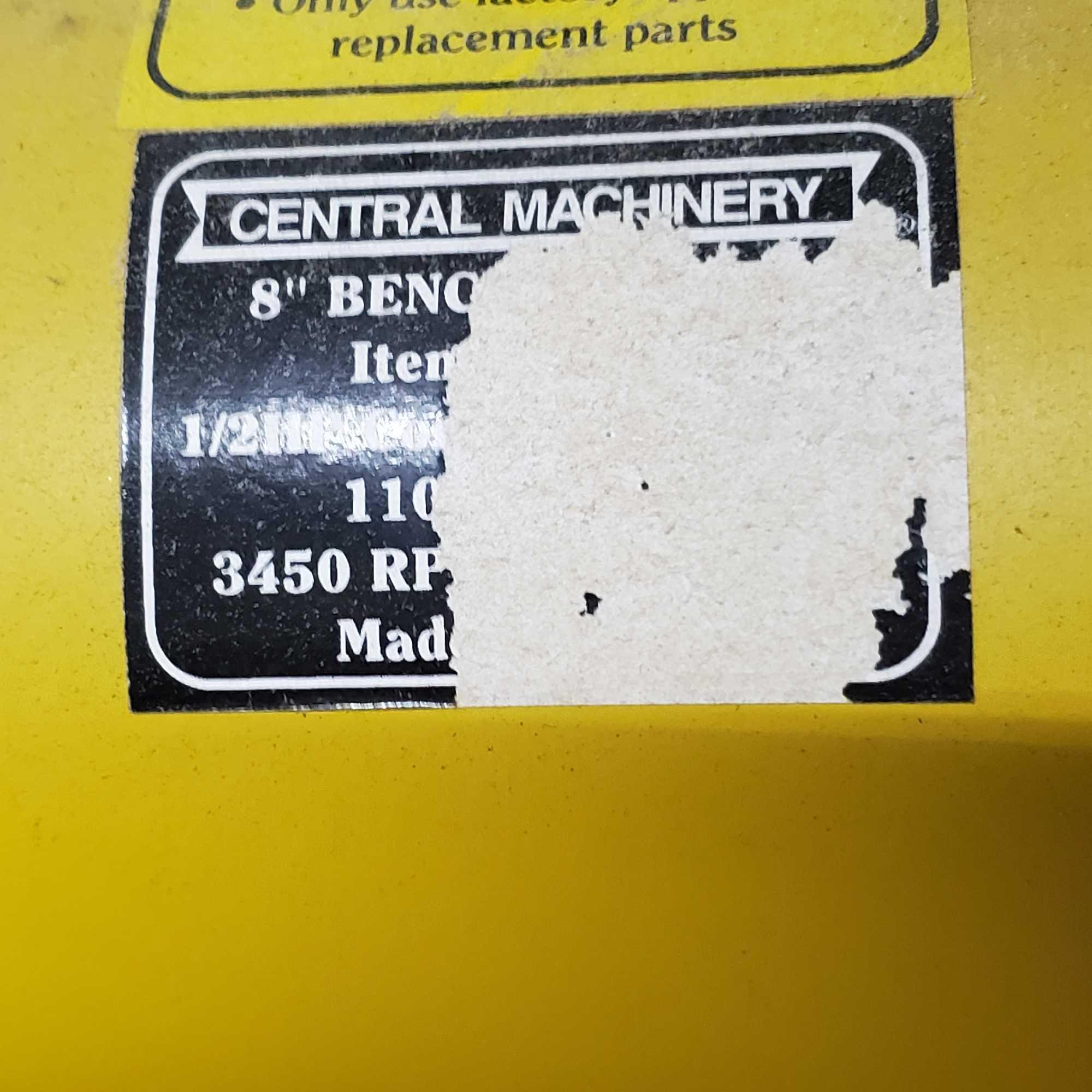 Central Machinery 8in 1/2 HP pedestal grinder