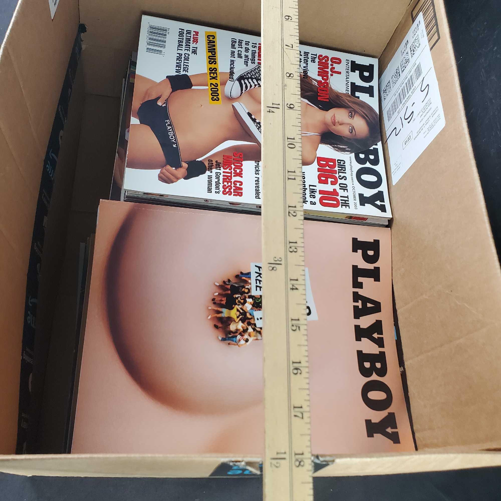 Box of Playboy adult magazines 2003-2018 approx 35