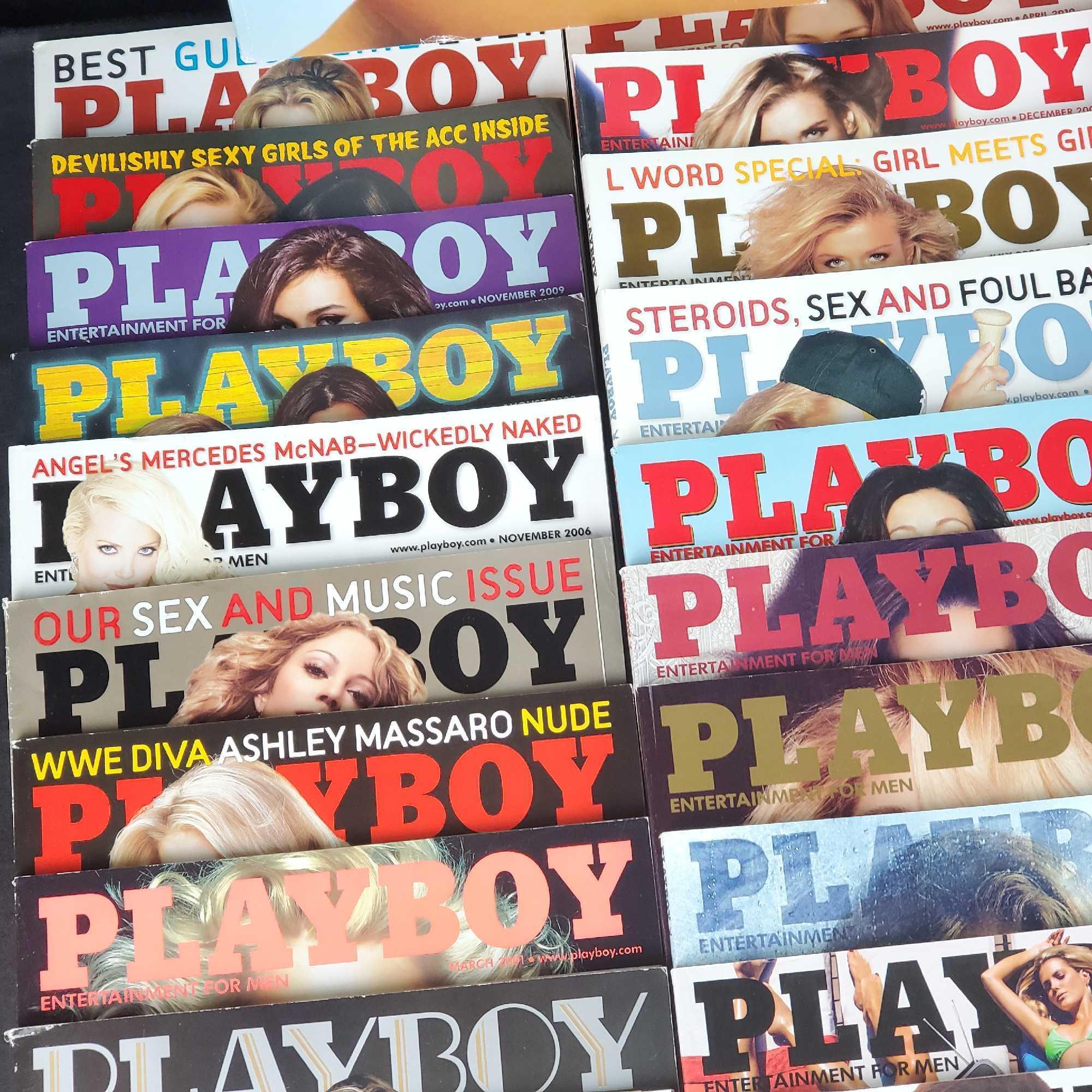 Box of Playboy adult magazines 2003-2018 approx 35