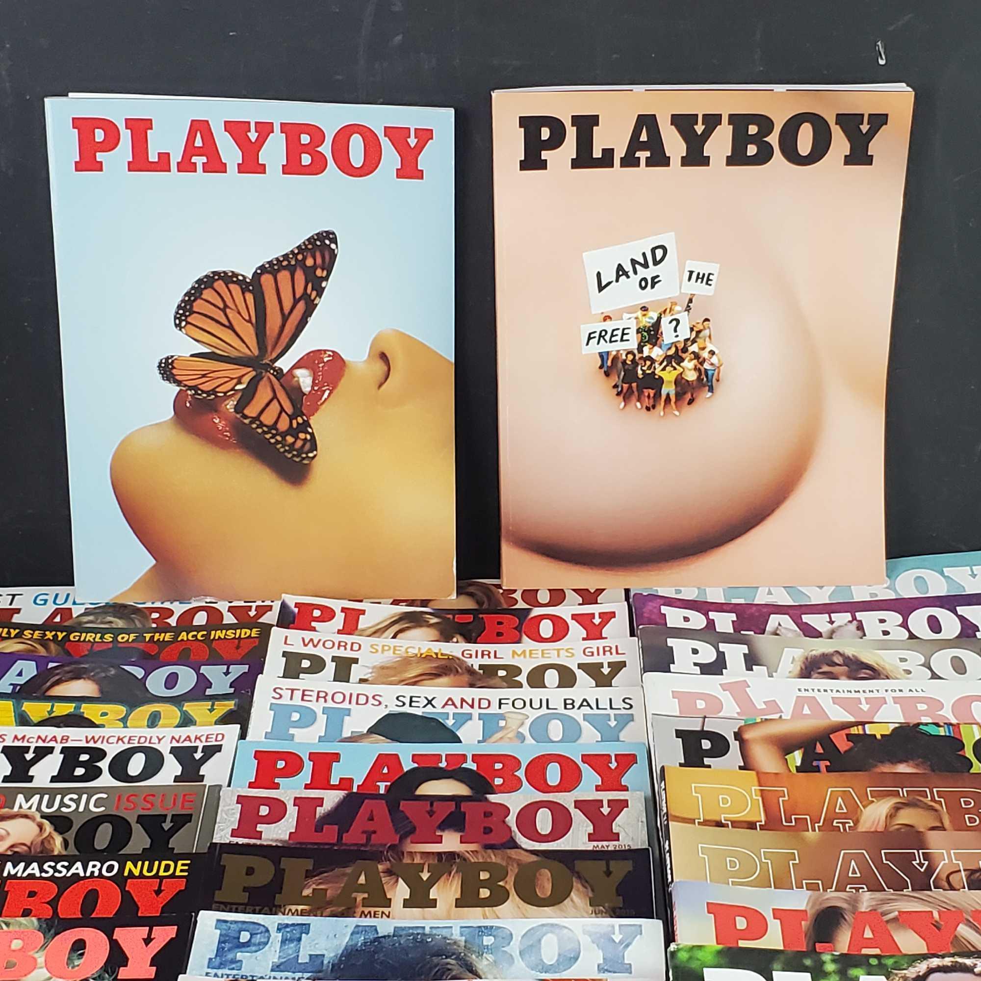 Box of Playboy adult magazines 2003-2018 approx 35