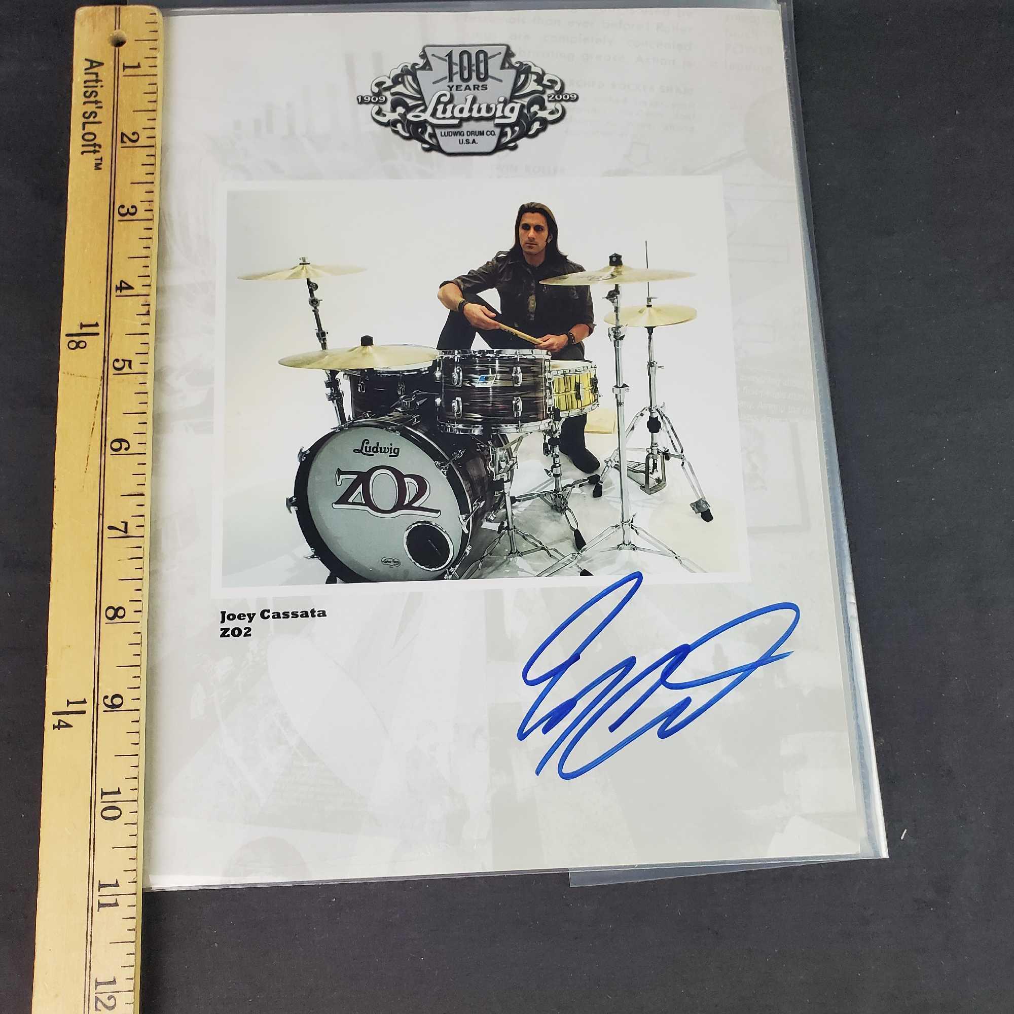 4 photos W/signatures of band drummers Joey Cassata John Fred Young Bobby Rondinelle Anthony