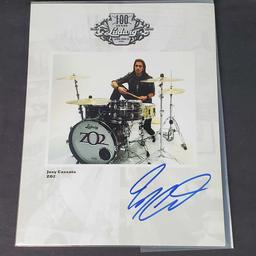 4 photos W/signatures of band drummers Joey Cassata John Fred Young Bobby Rondinelle Anthony