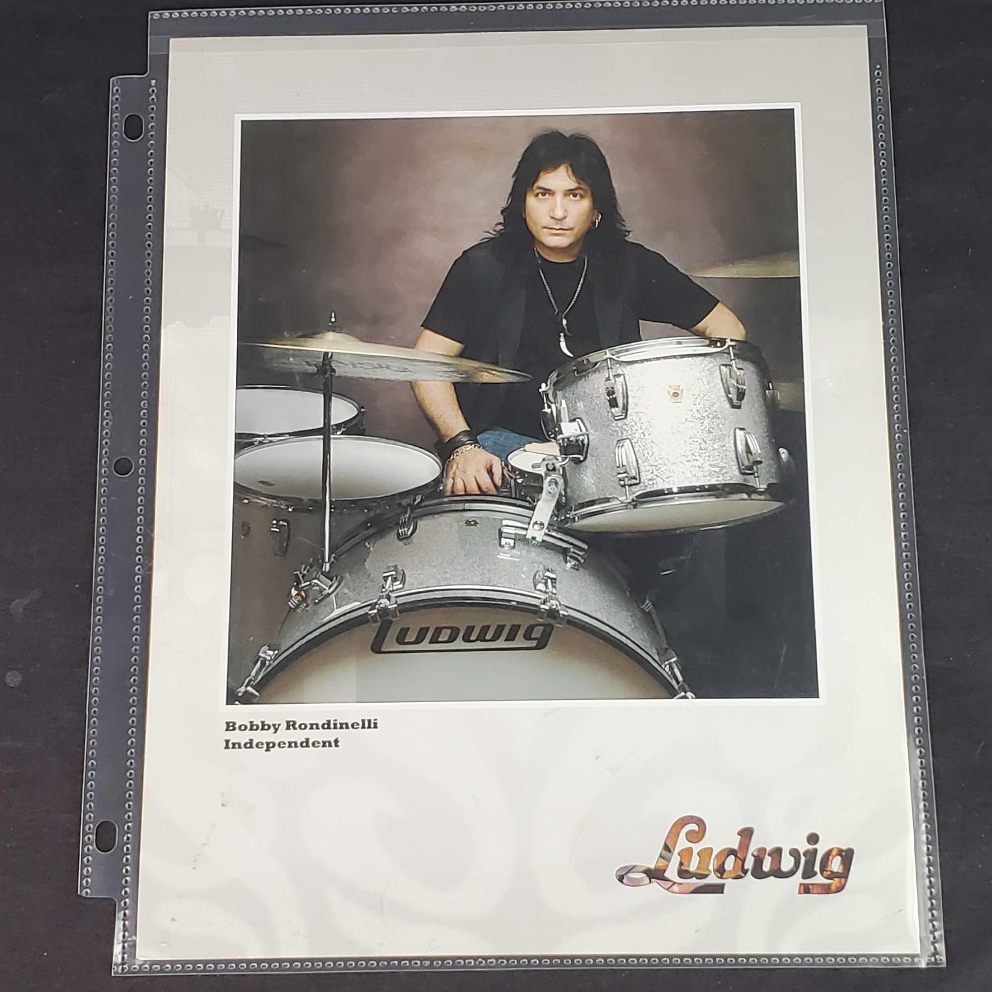 4 photos W/signatures of band drummers Joey Cassata John Fred Young Bobby Rondinelle Anthony