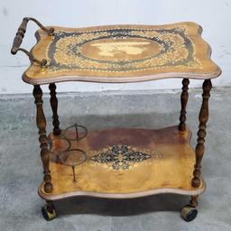 vintage Sorrento Italian-style Inlaid Serving Cart