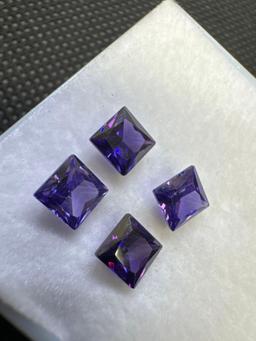 4x Purple Cushion Cut Tourmaline Gemstone 4.45ct