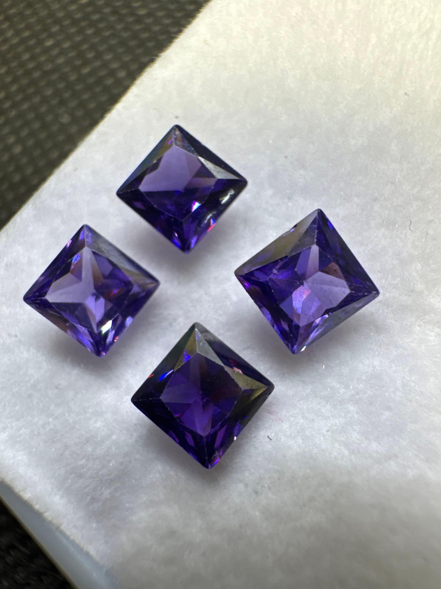 4x Purple Cushion Cut Tourmaline Gemstone 4.45ct