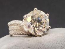 925 Silver Ring With Set Moissanite Diamond And GRA Report 7.39 Grams